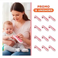 Pack12 Recortador Seguro de Uña para Bebe Rosado Compacto Y+Regalo Sticker